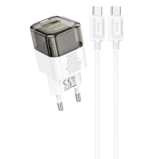 Зарядний пристрій Hoco C131A 30W 3A USB-A+USB-C з кабелем C-C transparent black