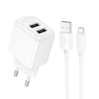 Зарядний пристрій Hoco CS51A 12W 2.4A 2USB-A з кабелем A-M  white