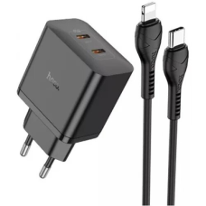 Зарядний пристрій Hoco N35 45W 3A 2USB-C з кабелем С-L black