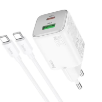 Зарядний пристрій Hoco N41 20W 3A USB-A+USB-C з кабелем C-C white