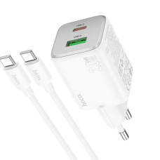 Зарядний пристрій Hoco N41 20W 3A USB-A+USB-C з кабелем C-C white