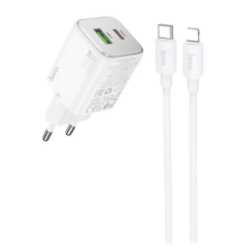 Зарядний пристрій Hoco N41 20W 3A USB-A+USB-C з кабелем C-L white