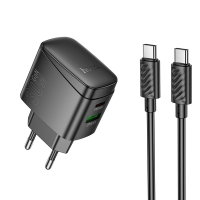 Зарядний пристрій Hoco CS61A 30W 3A USB-A+USB-C з кабелем C-C black