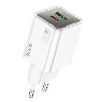 Зарядний пристрій Hoco N46 20W 3A USB-A+USB-C white