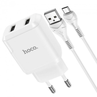 Зарядний пристрій Hoco N7 10.5W 2.1A 2USB-A з кабелем A-M white