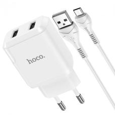 Зарядний пристрій Hoco N7 10.5W 2.1A 2USB-A з кабелем A-M white