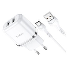 Зарядний пристрій Hoco N4 12W 2.4A 2USB-A з кабелем A-C white