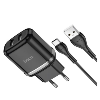 Зарядний пристрій Hoco N4 12W 2.4A 2USB-A з кабелем A-C black