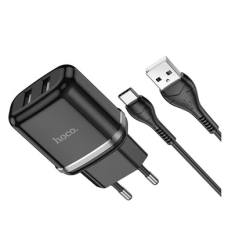 Зарядний пристрій Hoco N4 12W 2.4A 2USB-A з кабелем A-C black