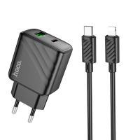 Зарядний пристрій Hoco CS23A 30W 3A USB-A+USB-С з кабелем C-L black