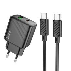 Зарядний пристрій Hoco CS23A 30W 3A USB-A+USB-С з кабелем C-C black