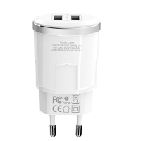 Зарядний пристрій Hoco C38A 12W 2.4A 2USB-A white