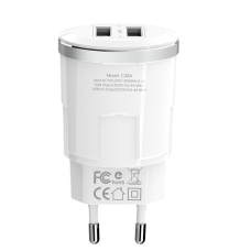 Зарядний пристрій Hoco C38A 12W 2.4A 2USB-A white