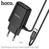 Зарядний пристрій Hoco C82A 12W 2.4A 2USB-A з кабелем A-C black