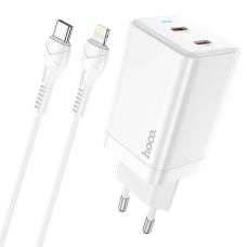 Зарядний пристрій Hoco N23 45W 3A 2USB-C з кабелем C-L white