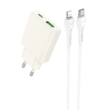 Зарядний пристрій Hoco N45 30W 3A USB-A+USB-C з кабелем C-L white