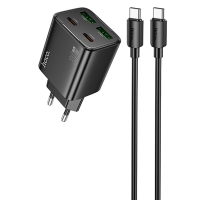Зарядний пристрій Hoco N55 20W 3A 2USBA+2USB-C з кабелем C-C black