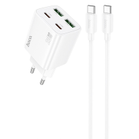 Зарядний пристрій Hoco N55 20W 3A 2USBA+2USB-C з кабелем C-C white