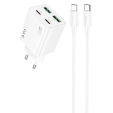 Зарядний пристрій Hoco N55 20W 3A 2USBA+2USB-C з кабелем C-C white