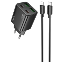 Зарядний пристрій Hoco N55 20W 3A 2USBA+2USB-C з кабелем C-L black