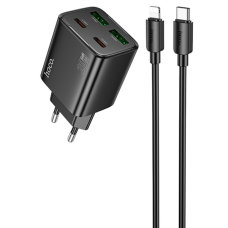 Зарядний пристрій Hoco N55 20W 3A 2USBA+2USB-C з кабелем C-L black