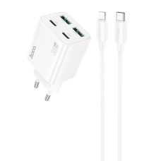 Зарядний пристрій Hoco N56 30W 3A 2USBA+2USB-C з кабелем C-L white