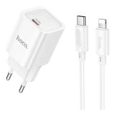 Зарядний пристрій Hoco C148A 30W 3A USB-C з кабелем C-L white