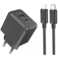 Зарядний пристрій Hoco CS14A 20W 3A USB-A+USB-С з кабелем C-L black