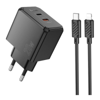 Зарядний пристрій Hoco CS16A 20W 3A USB-С+Lightning з кабелем C-L black