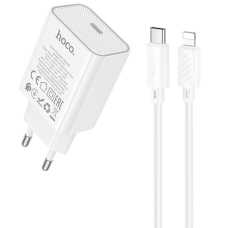 Зарядний пристрій Hoco C143A 20W 3A USB-C з кабелем C-L white