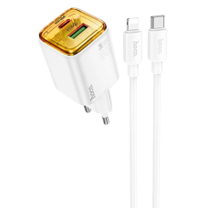 Зарядний пристрій Hoco N52 20W 3A USB-A+USB-C з кабелем C-L white
