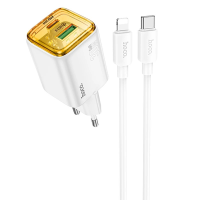 Зарядний пристрій Hoco N53 30W 3A USB-A+USB-C з кабелем C-L white
