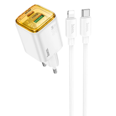 Зарядний пристрій Hoco N53 30W 3A USB-A+USB-C з кабелем C-L white