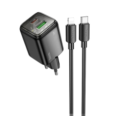 Зарядний пристрій Hoco N53 30W 3A USB-A+USB-C з кабелем C-L black