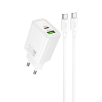 Зарядний пристрій Hoco N63 30W 3A USB-A+USB-C з кабелем C-C white