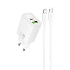 Зарядний пристрій Hoco N63 30W 3A USB-A+USB-C з кабелем C-C white