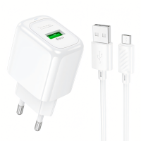 Зарядний пристрій Hoco CS52A 18W 3A USB-A з кабелем A-M white