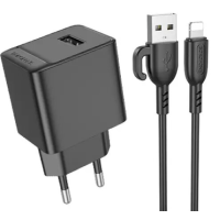 Зарядний пристрій Borofone BAS11A 10.5W 2.1A USB-A з кабелем A-L black