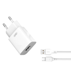 Зарядний пристрій XO L99 12W 2.4A USB-A з кабелем A-M white
