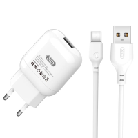 Зарядний пристрій XO L37 10W 2.1A USB-A з кабелем A-C white