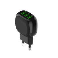 Зарядний пристрій LDNIO A3309 17W 3.4A 3USB-A з кабелем A-M black