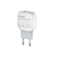 Зарядний пристрій LDNIO A2313C 18W 3A USB-A+USB-C з кабелем C-L white