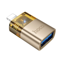 Перехідник Hoco UA36 Lightning to USB-A gold