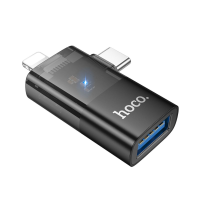 Перехідник Hoco UA36E Lightning and Type-C to USB-A black