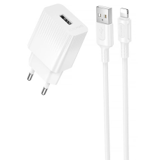 Зарядний пристрій Borofone BAS71A 10.5W 2.1A USB-A з кабелем A-L white