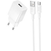 Зарядний пристрій Borofone BAS71A 10.5W 2.1A USB-A з кабелем A-C white