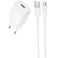 Зарядний пристрій Borofone BAS71A 10.5W 2.1A USB-A з кабелем A-C white