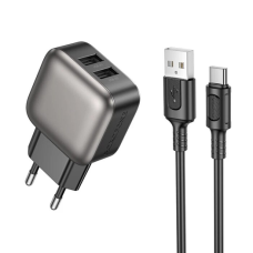 Зарядний пристрій Borofone BAS51A 12W 2.4A 2USB-A з кабелем A-C black