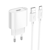 Зарядний пристрій Hoco C109A 10.5W 2.1A USB-A з кабелем A-C white