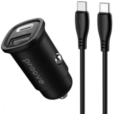 АЗП Proove Flash 30W 3A USB-C+USB-A з кабелем C-C black